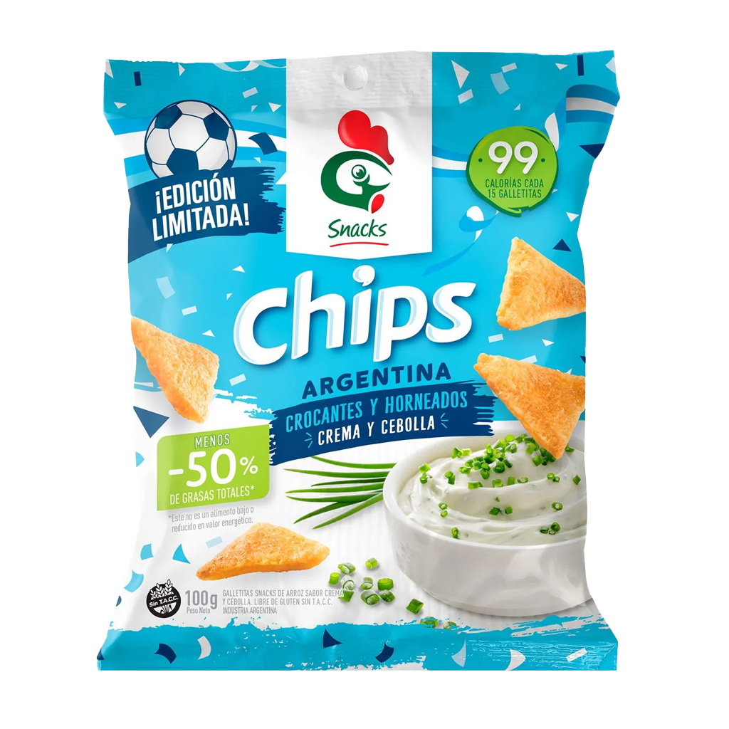 BIZCOCHOS ARROZ CHIPS CREMA Y CEBOLLA